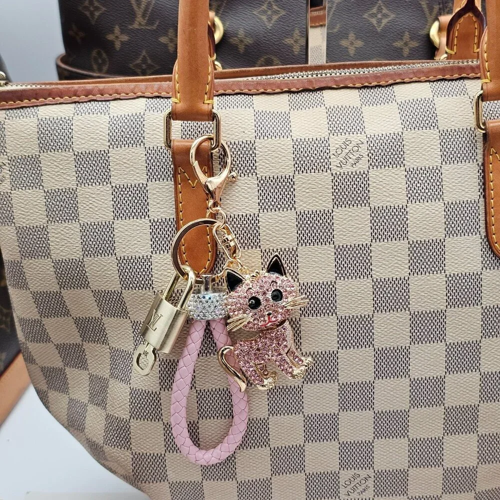Louis Vuitton Gold Padlock 🔒 Key Set Authentic LV w/ Unbranded Cat Keychain